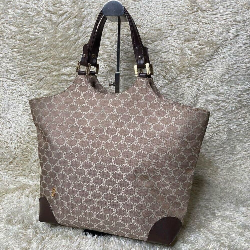 Roberta di Camerino Brown Italian Leather Trim Monogram Tote Bag - Picture 3 of 9